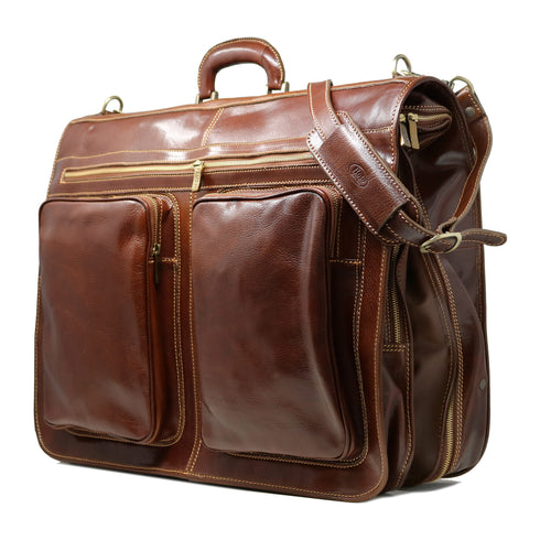 Floto Italian leather garment bag suitcase luggage  brown 3